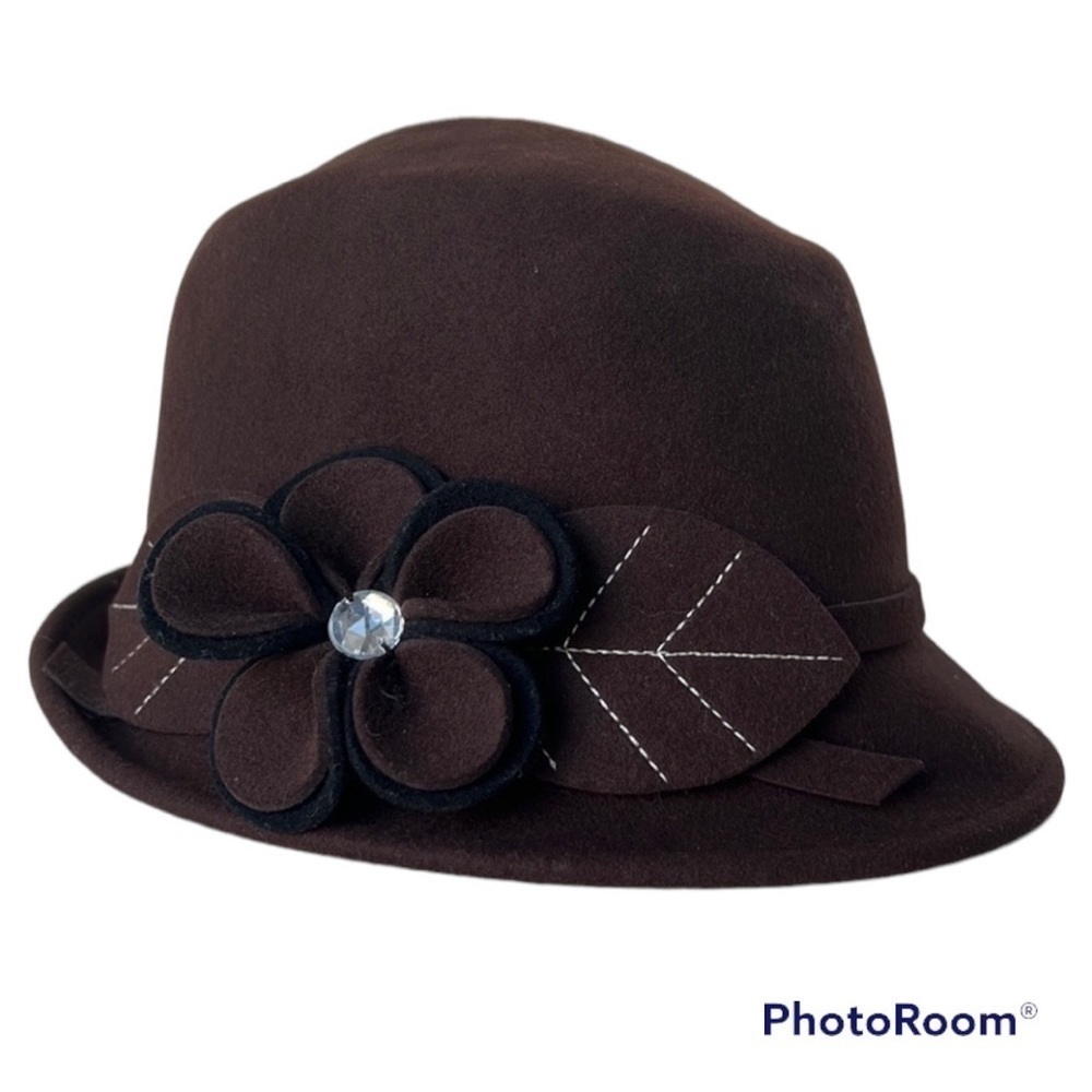ROMANO Brown 100% Wool Bowler Derby Hat